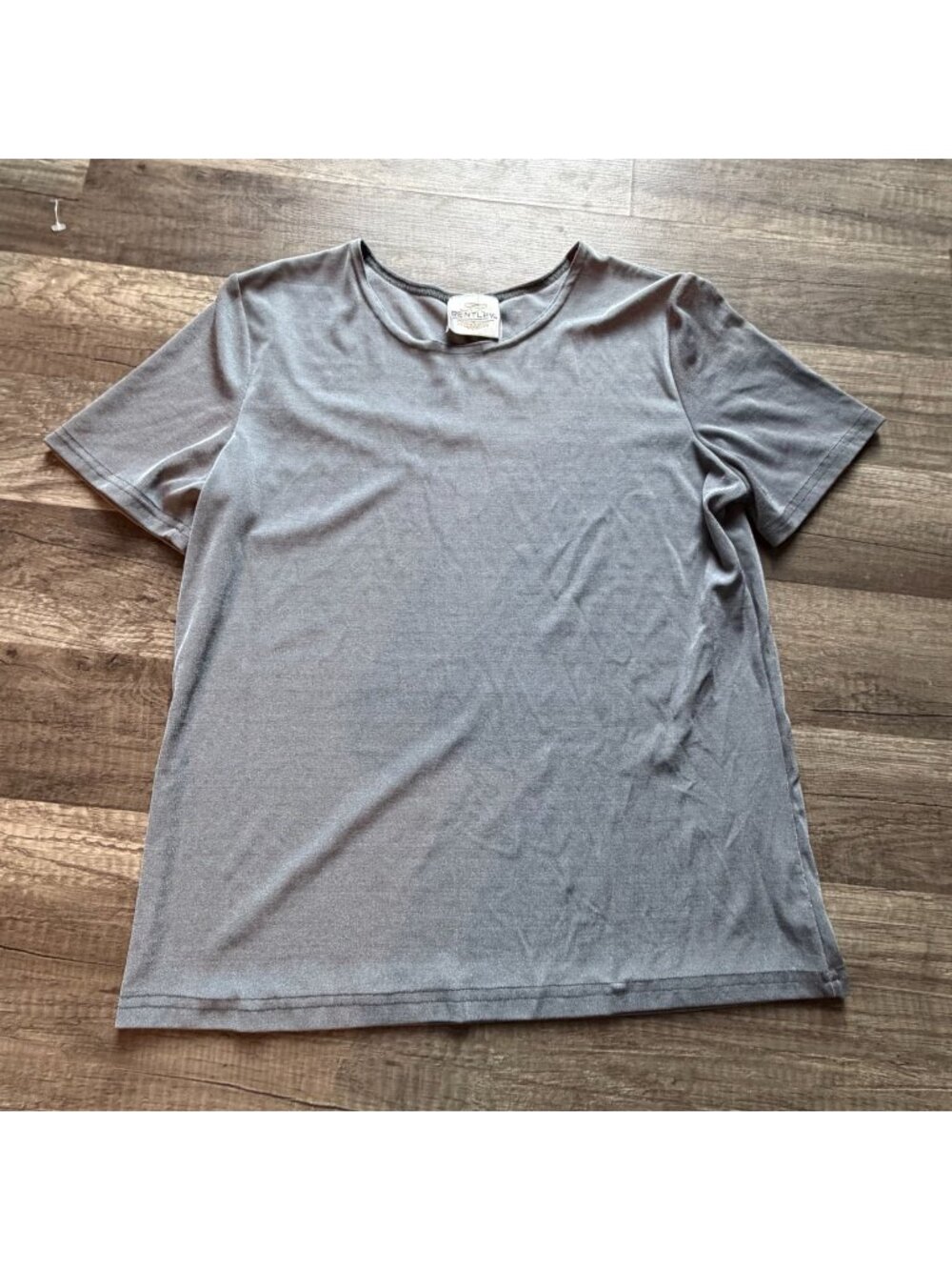 Bentley Mens Grey Short Sleeve T-Shirt Large Nylon Blend Made In USA